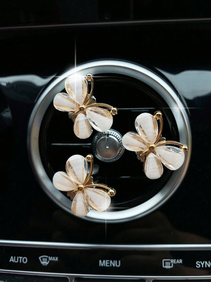 3pcs Purple Butterfly Shaped Car Vent Clips Air Conditioner Decoration