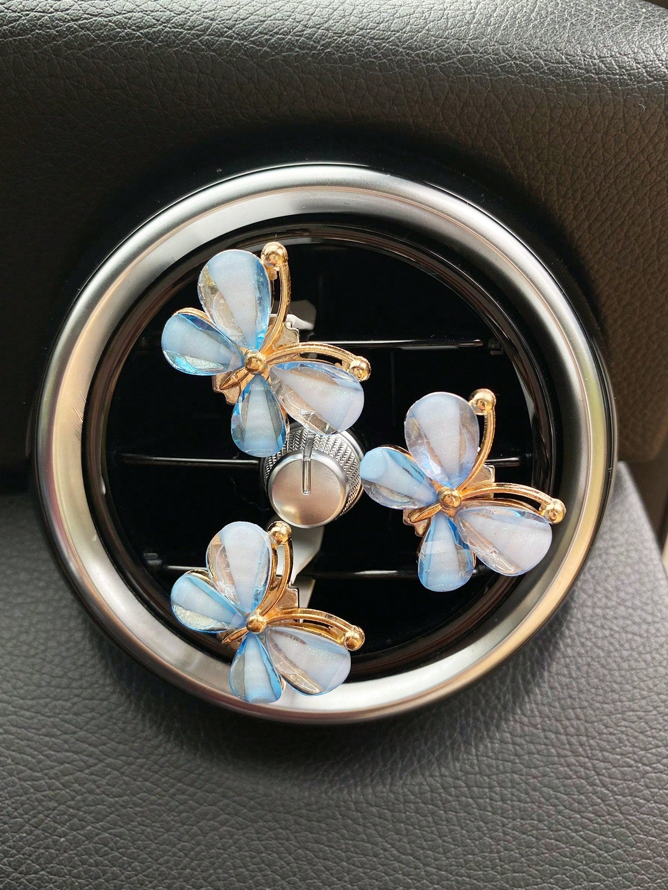 3pcs Purple Butterfly Shaped Car Vent Clips Air Conditioner Decoration