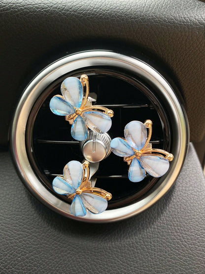 3pcs Purple Butterfly Shaped Car Vent Clips Air Conditioner Decoration