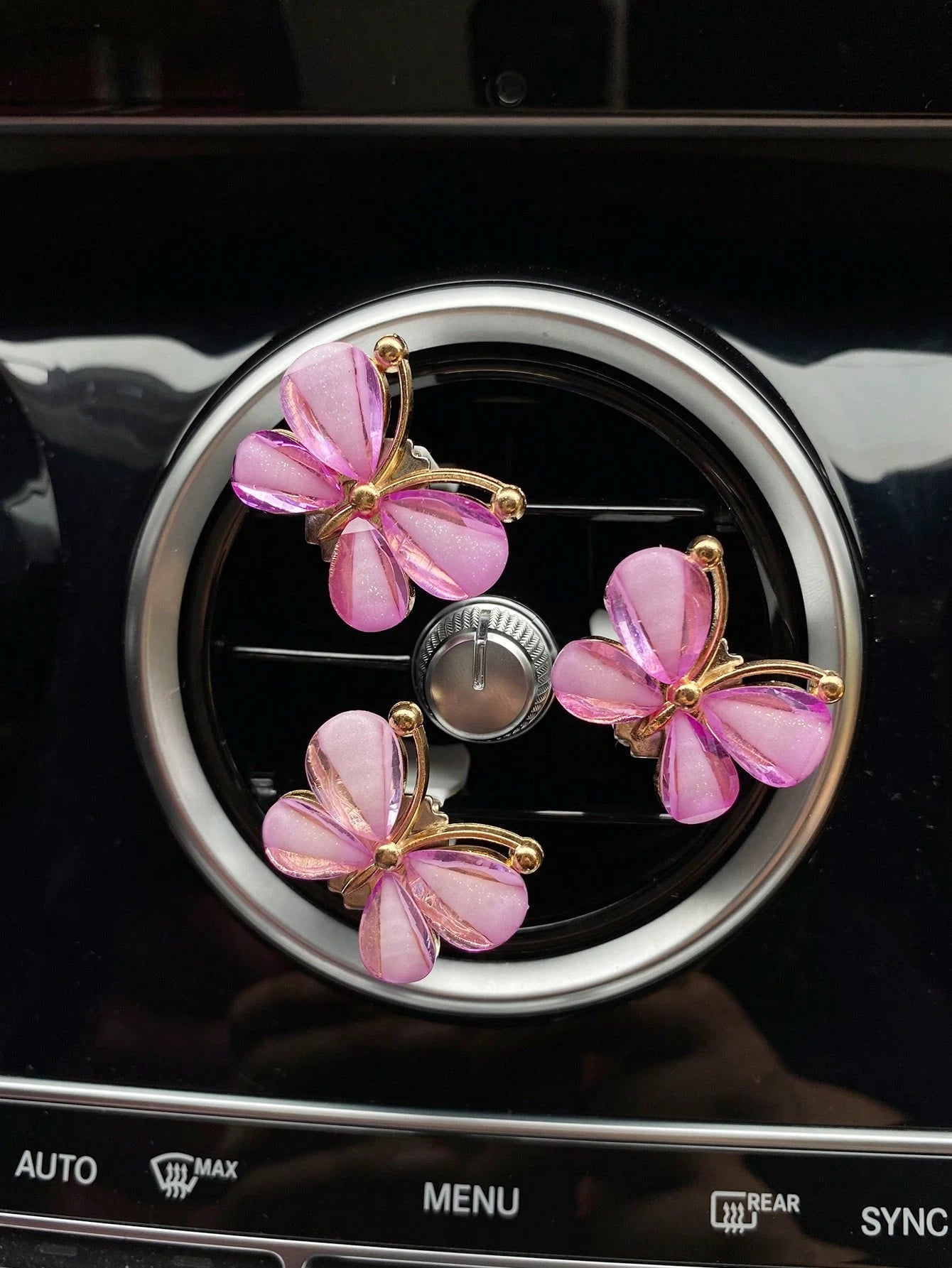 3pcs Purple Butterfly Shaped Car Vent Clips Air Conditioner Decoration