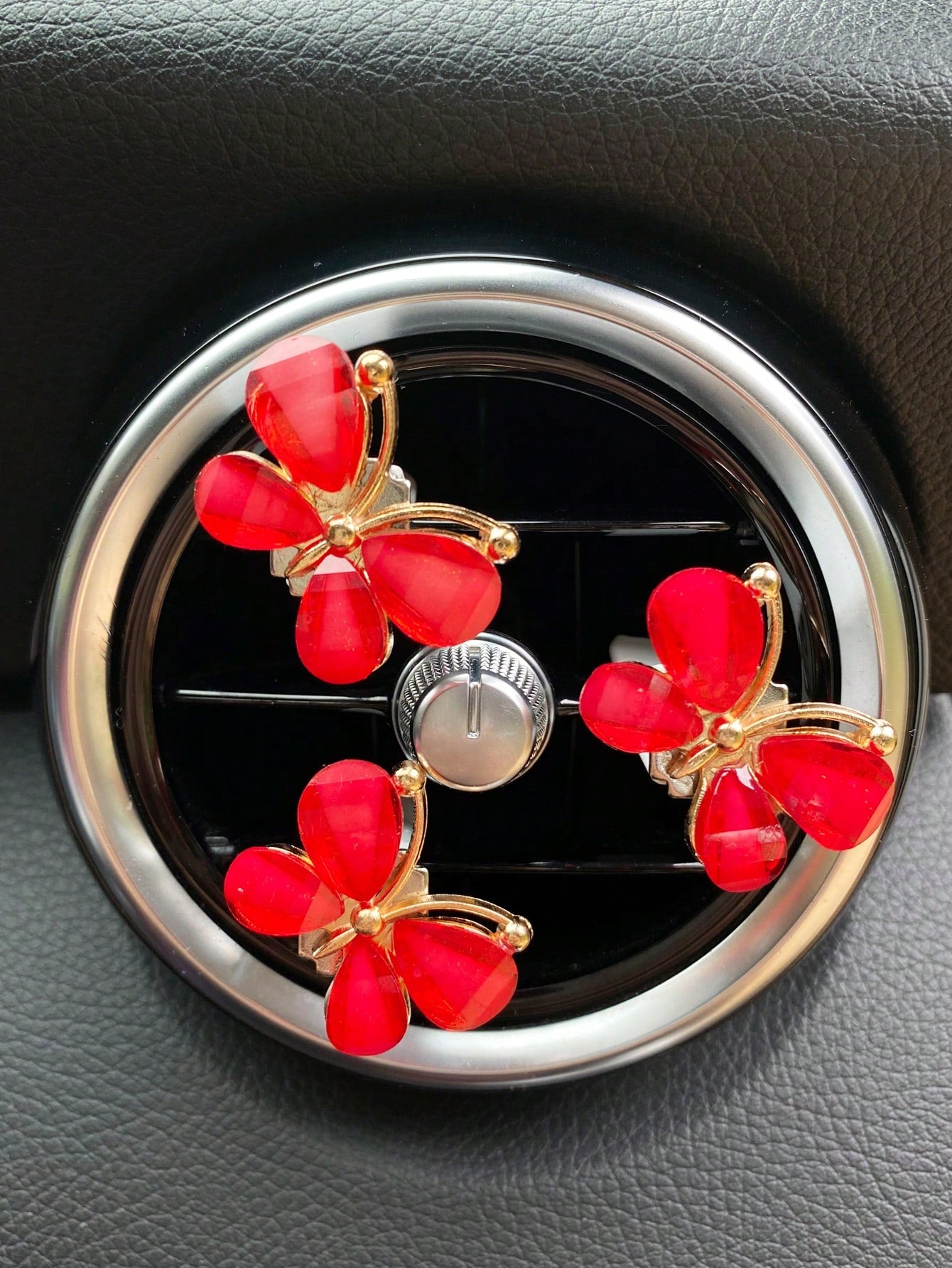 3pcs Purple Butterfly Shaped Car Vent Clips Air Conditioner Decoration