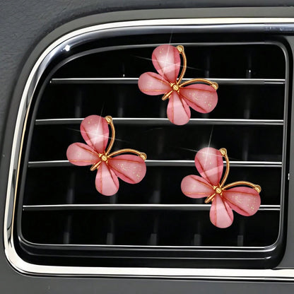 3pcs Purple Butterfly Shaped Car Vent Clips Air Conditioner Decoration