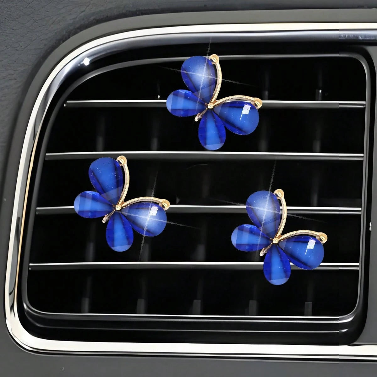 3pcs Purple Butterfly Shaped Car Vent Clips Air Conditioner Decoration