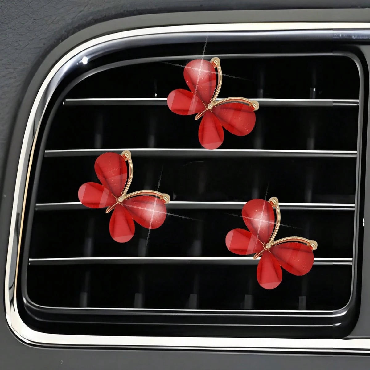 3pcs Purple Butterfly Shaped Car Vent Clips Air Conditioner Decoration