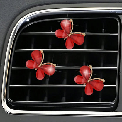 3pcs Purple Butterfly Shaped Car Vent Clips Air Conditioner Decoration