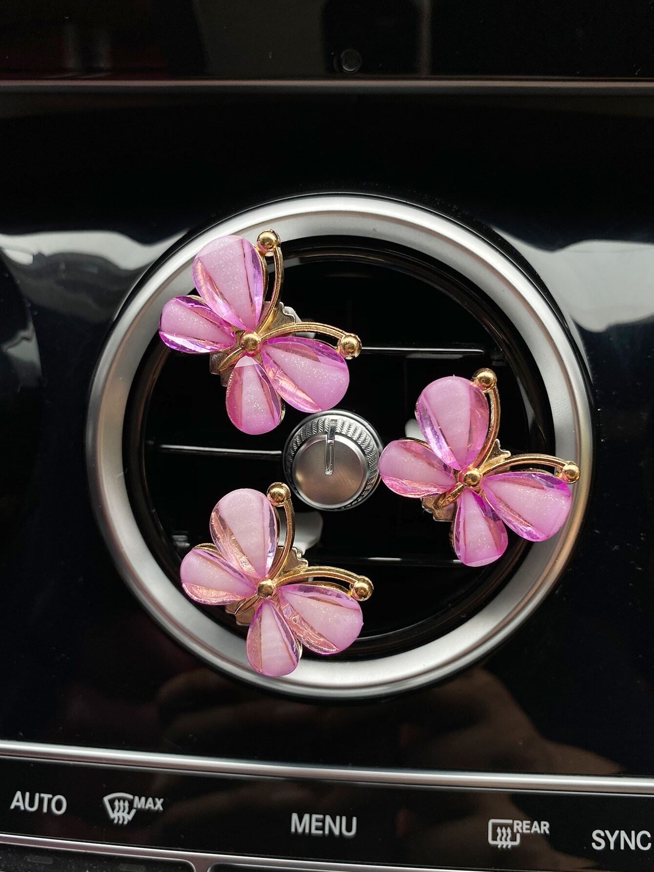 3pcs Purple Butterfly Shaped Car Vent Clips Air Conditioner Decoration