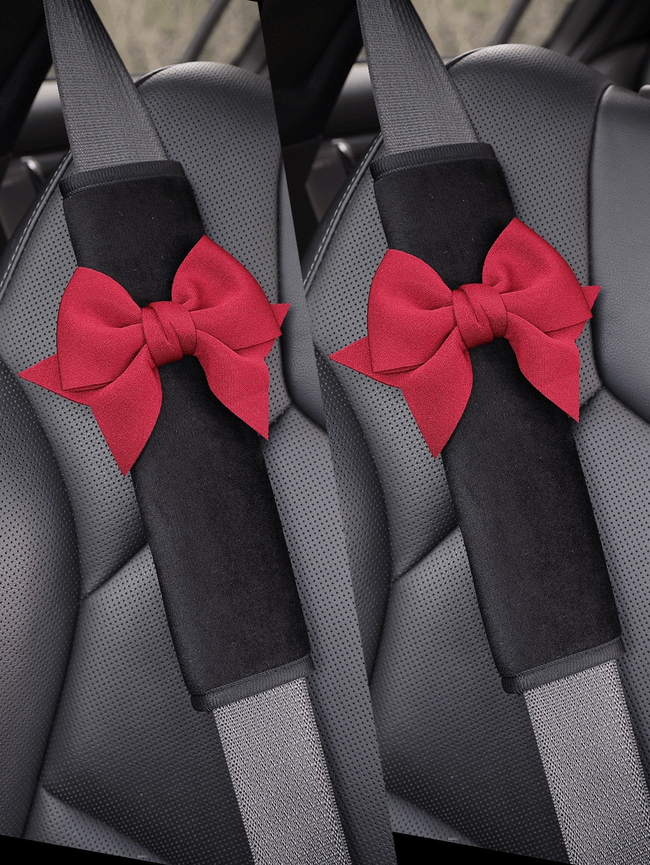 3pcs/Set Cute Bowknot Soft Plush Car Safety Belt Shoulder Pads, Universal Vehicle Interior Decor Accessories, Anti-Scratch Comfortable Shoulder Strap Covers, Suitable For Women And Girls, Available In