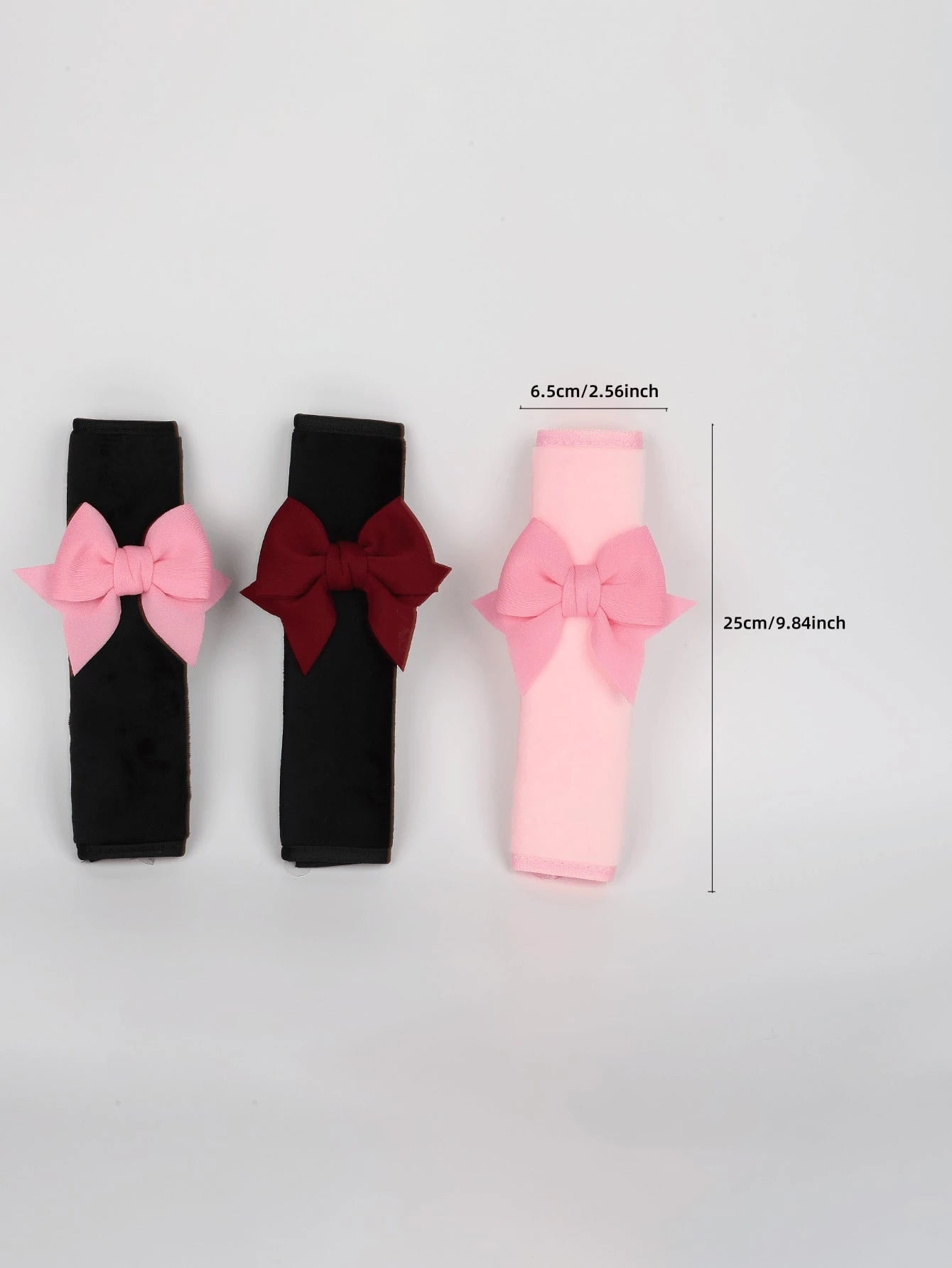 3pcs/Set Cute Bowknot Soft Plush Car Safety Belt Shoulder Pads, Universal Vehicle Interior Decor Accessories, Anti-Scratch Comfortable Shoulder Strap Covers, Suitable For Women And Girls, Available In