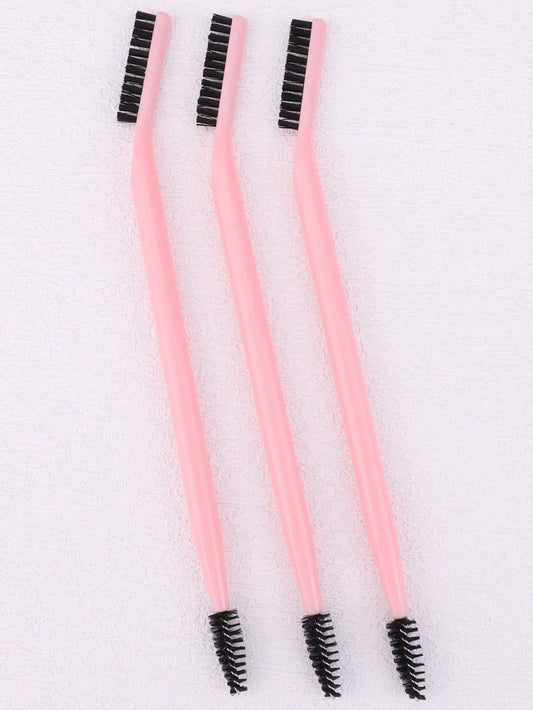 3pcs/Set Eyelash & Eyebrow Grooming Brush Set, White & Black Curved Dual-Sided Ergonomic Design Multi-Function Comb,Eyebrow Brush,Eyeshadow Brush,Spoolie,Spoolie Brush,Giveaways