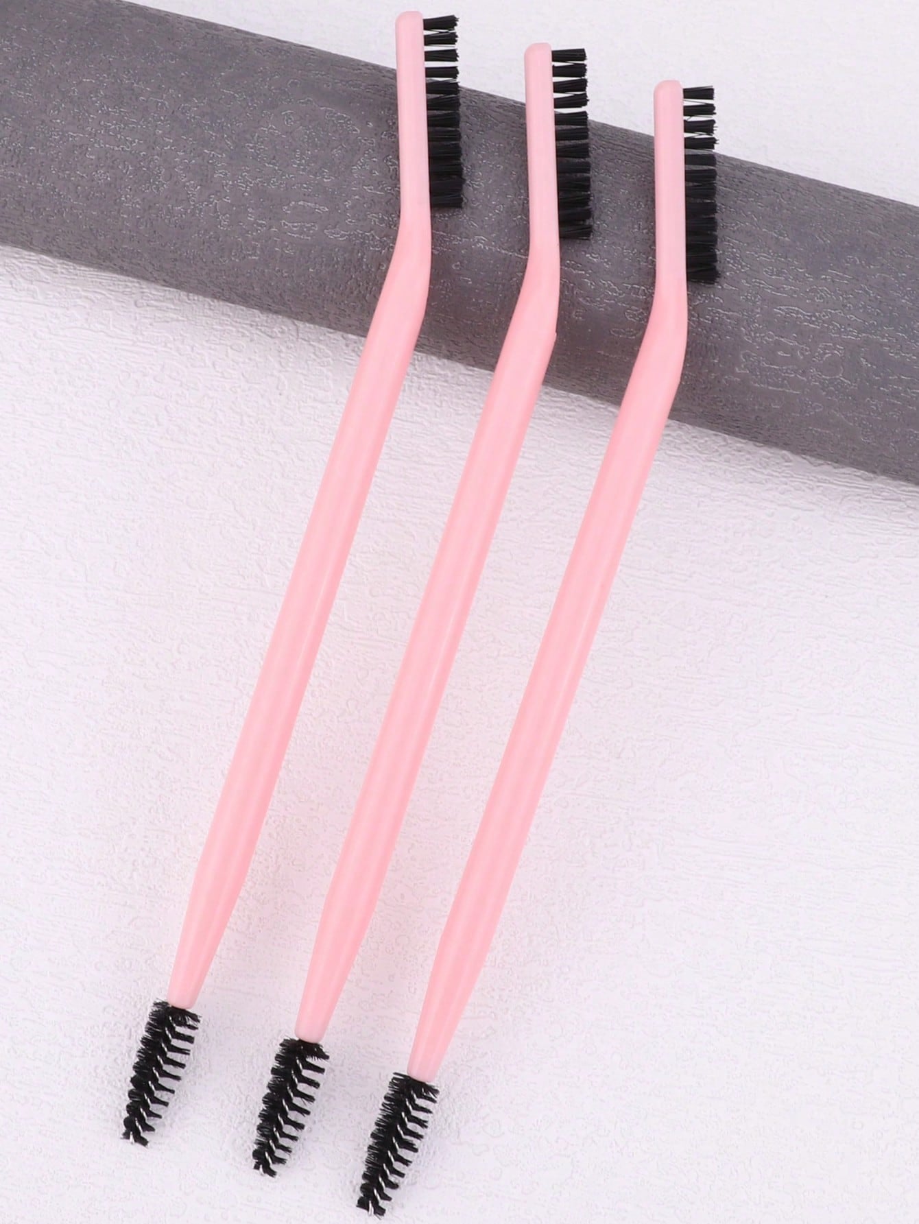 3pcs/Set Eyelash & Eyebrow Grooming Brush Set, White & Black Curved Dual-Sided Ergonomic Design Multi-Function Comb,Eyebrow Brush,Eyeshadow Brush,Spoolie,Spoolie Brush,Giveaways