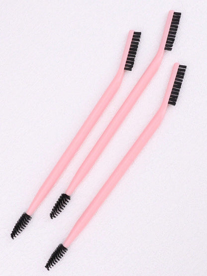 3pcs/Set Eyelash & Eyebrow Grooming Brush Set, White & Black Curved Dual-Sided Ergonomic Design Multi-Function Comb,Eyebrow Brush,Eyeshadow Brush,Spoolie,Spoolie Brush,Giveaways