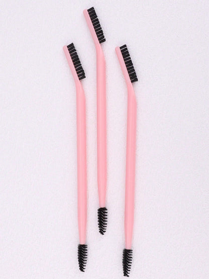 3pcs/Set Eyelash & Eyebrow Grooming Brush Set, White & Black Curved Dual-Sided Ergonomic Design Multi-Function Comb,Eyebrow Brush,Eyeshadow Brush,Spoolie,Spoolie Brush,Giveaways