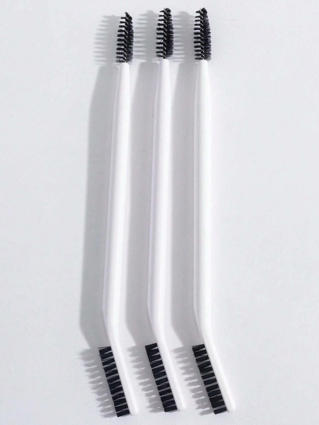 3pcs/Set Eyelash & Eyebrow Grooming Brush Set, White & Black Curved Dual-Sided Ergonomic Design Multi-Function Comb,Eyebrow Brush,Eyeshadow Brush,Spoolie,Spoolie Brush,Giveaways