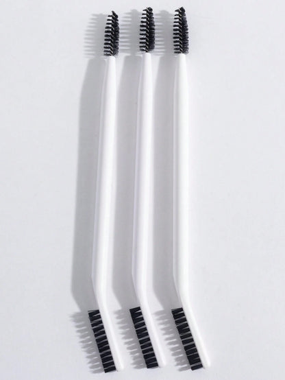3pcs/Set Eyelash & Eyebrow Grooming Brush Set, White & Black Curved Dual-Sided Ergonomic Design Multi-Function Comb,Eyebrow Brush,Eyeshadow Brush,Spoolie,Spoolie Brush,Giveaways