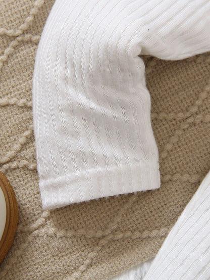 3pcs/Set Toddler Girls Plush Warm Bow Decor Vest,White Crew Neck T-Shirt,And Pants Outfit,Cute Soft Matching Family Style For Autumn Winter Wear
