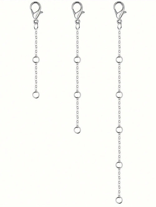 3pcs Silver Stainless Steel Extender Chain, Ideal For Jewelry Making Such As Bracelets And Anklets