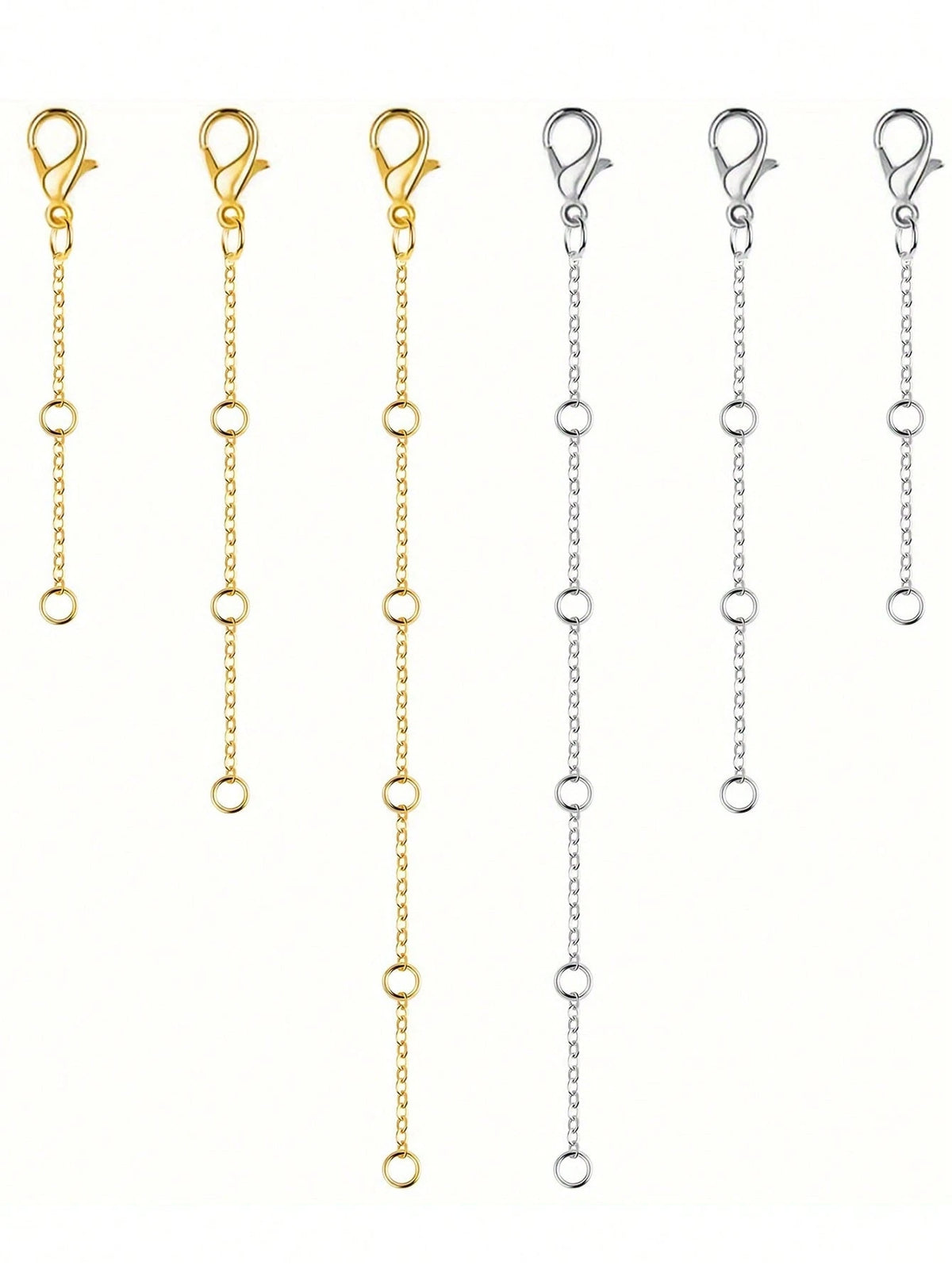 3pcs Silver Stainless Steel Extender Chain, Ideal For Jewelry Making Such As Bracelets And Anklets