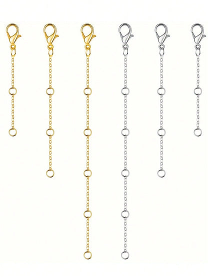 3pcs Silver Stainless Steel Extender Chain, Ideal For Jewelry Making Such As Bracelets And Anklets