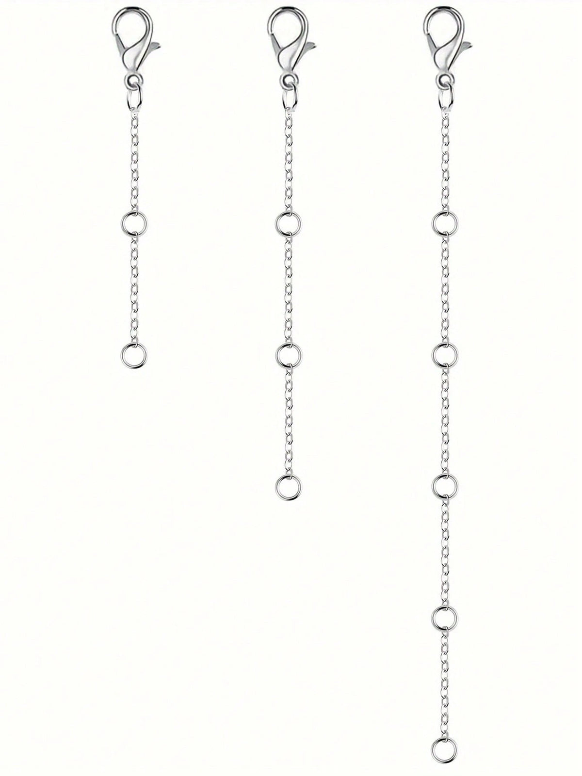 3pcs Silver Stainless Steel Extender Chain, Ideal For Jewelry Making Such As Bracelets And Anklets