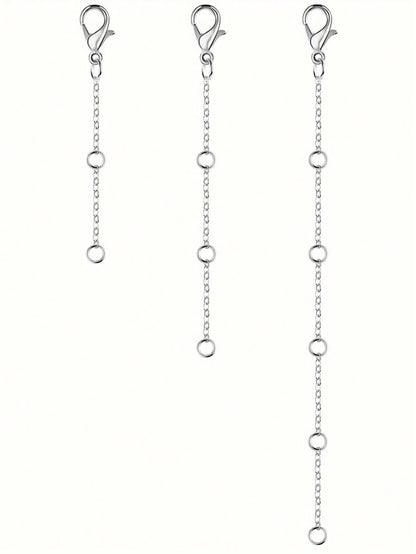 3pcs Silver Stainless Steel Extender Chain, Ideal For Jewelry Making Such As Bracelets And Anklets
