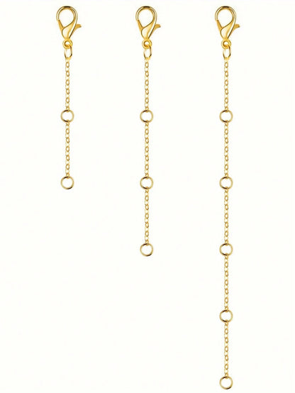 3pcs Silver Stainless Steel Extender Chain, Ideal For Jewelry Making Such As Bracelets And Anklets