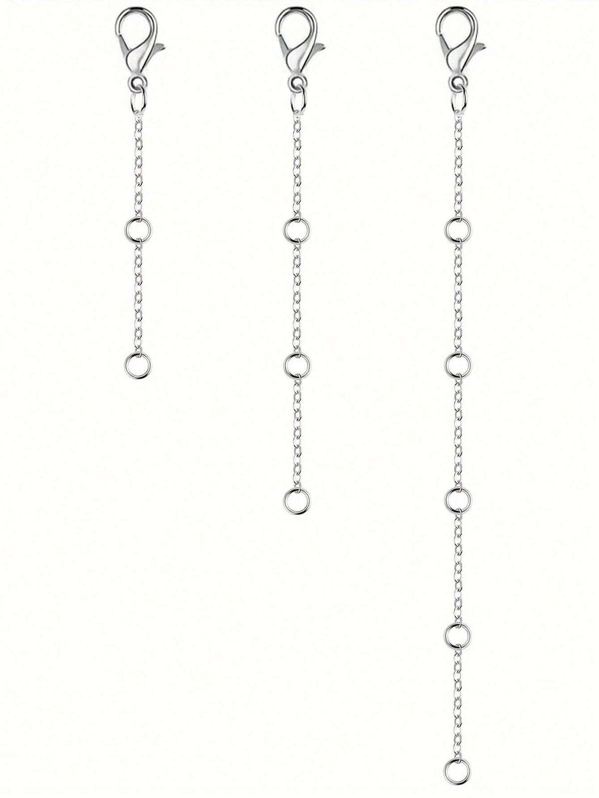 3pcs Silver Stainless Steel Extender Chain, Ideal For Jewelry Making Such As Bracelets And Anklets