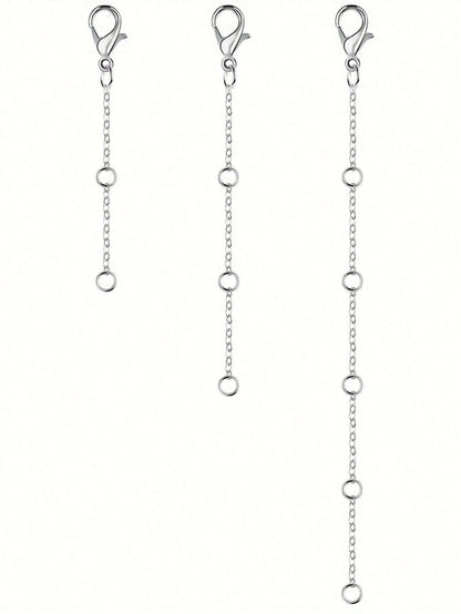 3pcs Silver Stainless Steel Extender Chain, Ideal For Jewelry Making Such As Bracelets And Anklets