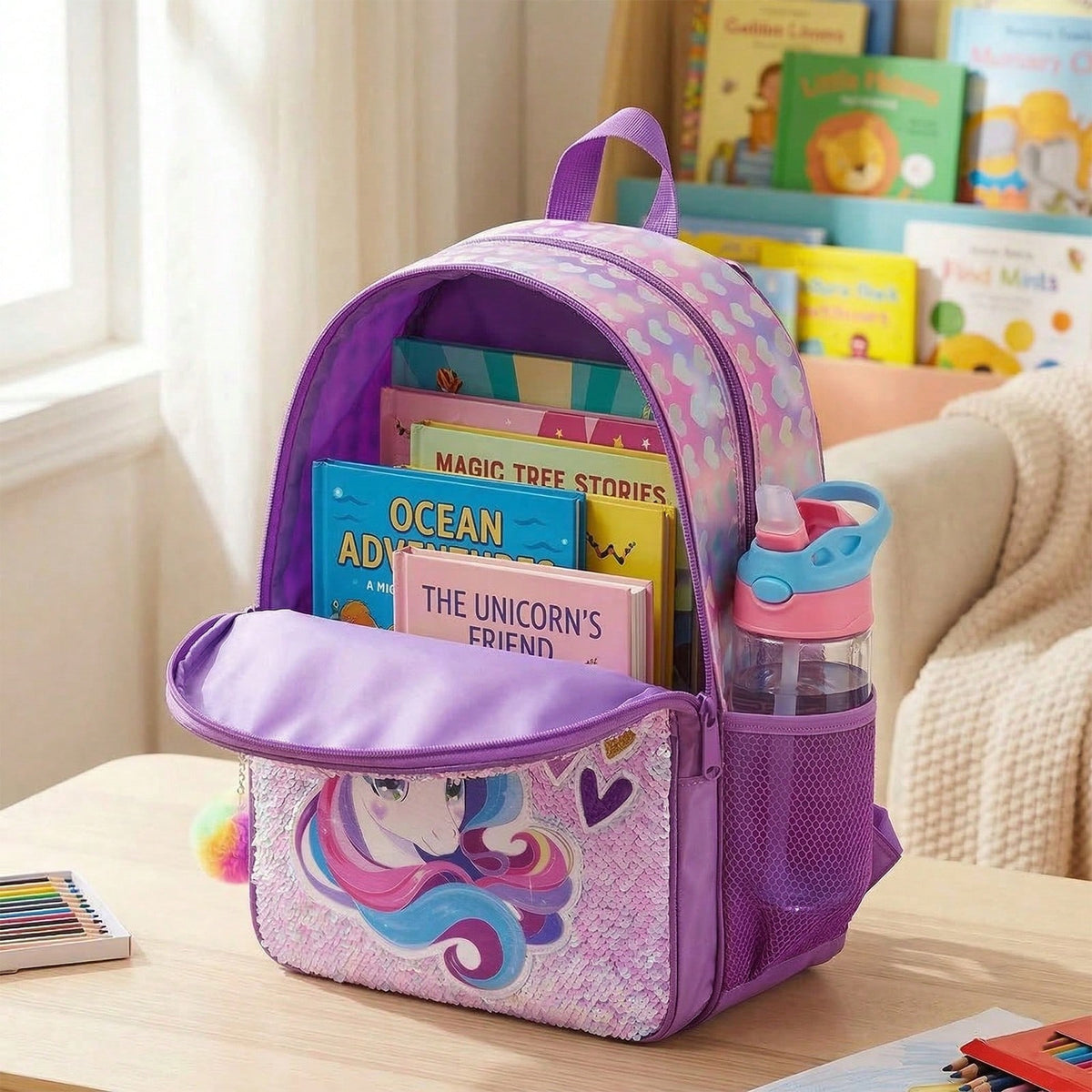 3pcs Unicorn Backpack, Lunch Bag, Pencil Case Three-Piece Set, Durable Material, Lightweight, Large Capacity, Multi-Pocket, School And Travel Homecoming Gift, Friend Gift, Homecoming, School, Outdoor
