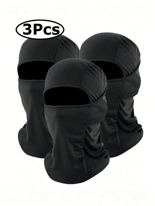 3pcs Unisex Solid Color Ski Balaclava Headwear Face Mask, Suitable For Daily Use, Travel, Hiking, Climbing, Skiing, Cycling