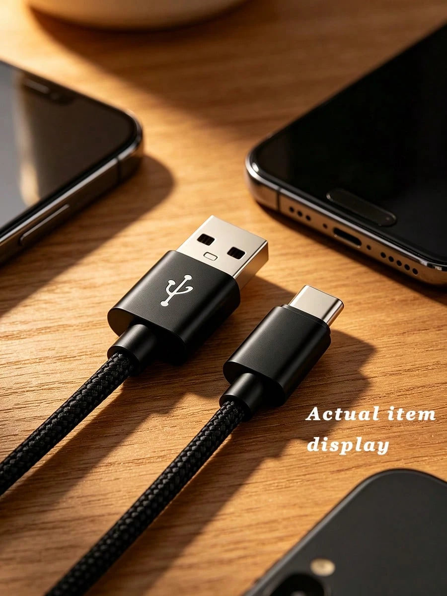 3pcs USB Type C Fast Charging Cable, 3.3ft/6.6ft/9.9ft, USB-A To USB-C Fast Charging Data Cable, Compatible With Android Phones, And Other Android Phones And Type-C Devices, Suitable For Travel/Office