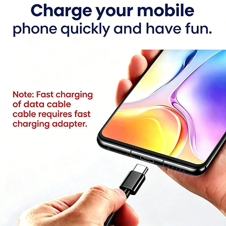 3pcs USB Type C Fast Charging Cable, 3.3ft/6.6ft/9.9ft, USB-A To USB-C Fast Charging Data Cable, Compatible With Android Phones, And Other Android Phones And Type-C Devices, Suitable For Travel/Office