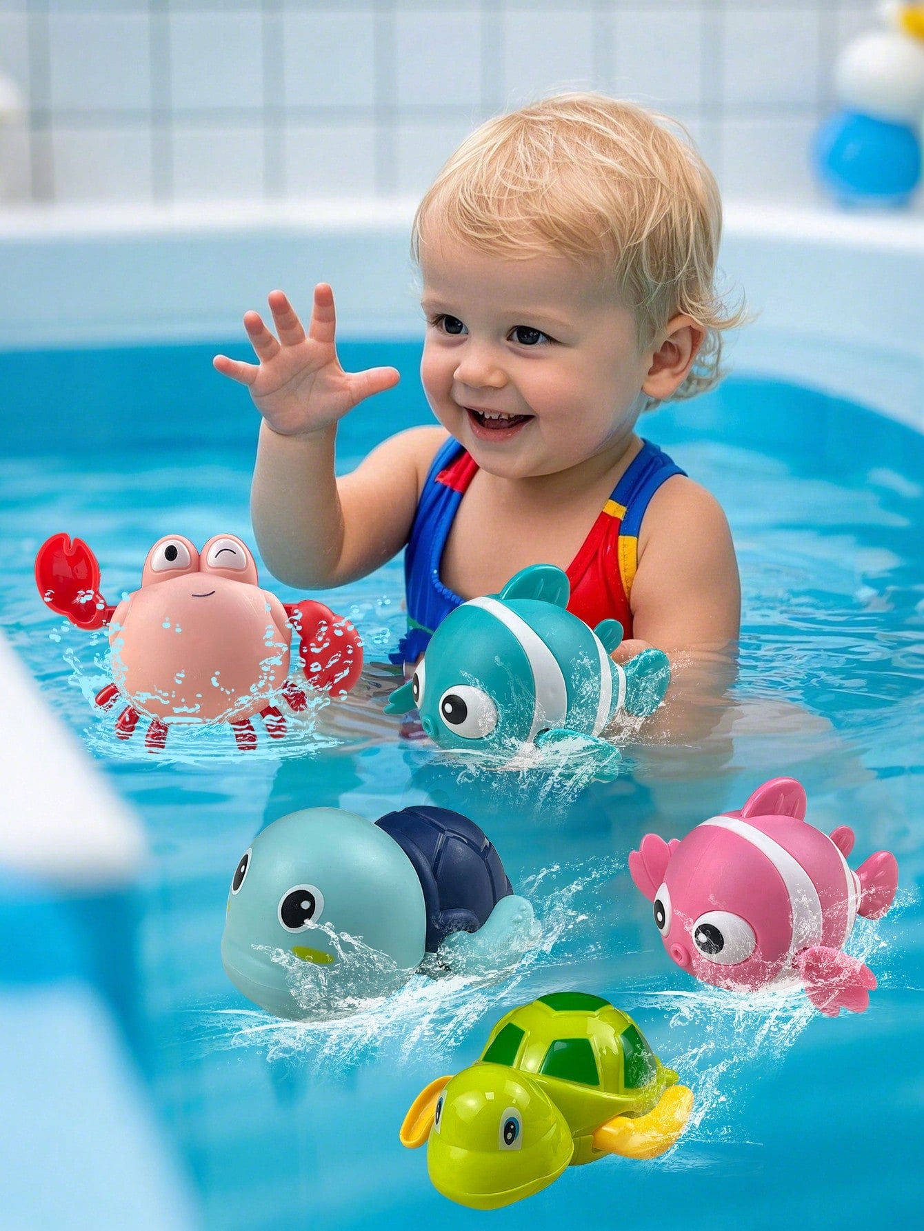 4/3/2/1pc Bath Toys, Floating Rolling Toys For 1-3 Year Old Toddlers, Swimming Pool Game Water Play Set For Bathtub Shower Beach Baby Toddler Boys Girls 1 2 3 4 5 6 Years Old Christmas Gift