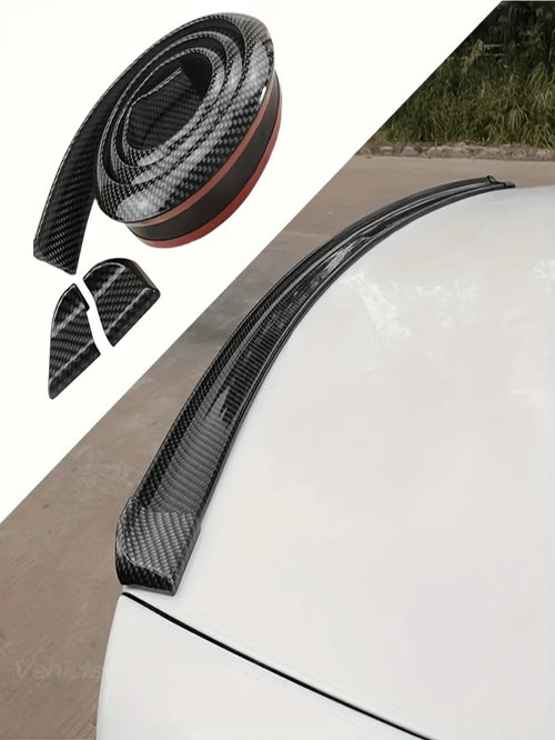 4.9ft/150cm Carbon Fiber Spoiler Lip Kit, Car Rear Spoiler Side Spoiler Lip Kit, Universal Fit Most Cars No Drilling Required
