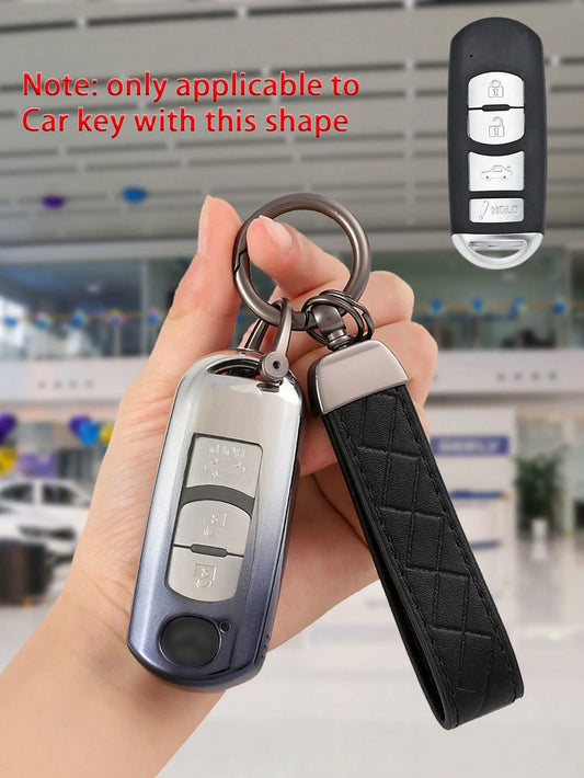 4-Button Smart Car Key Case Protective Cover, Premium Gradient Plated Soft TPU Full Protection Key Case, Scratch-Resistant, Drop-Proof, Anti-Fingerprint, Shock-Absorbing, Wear-Resistant, No Signal Int