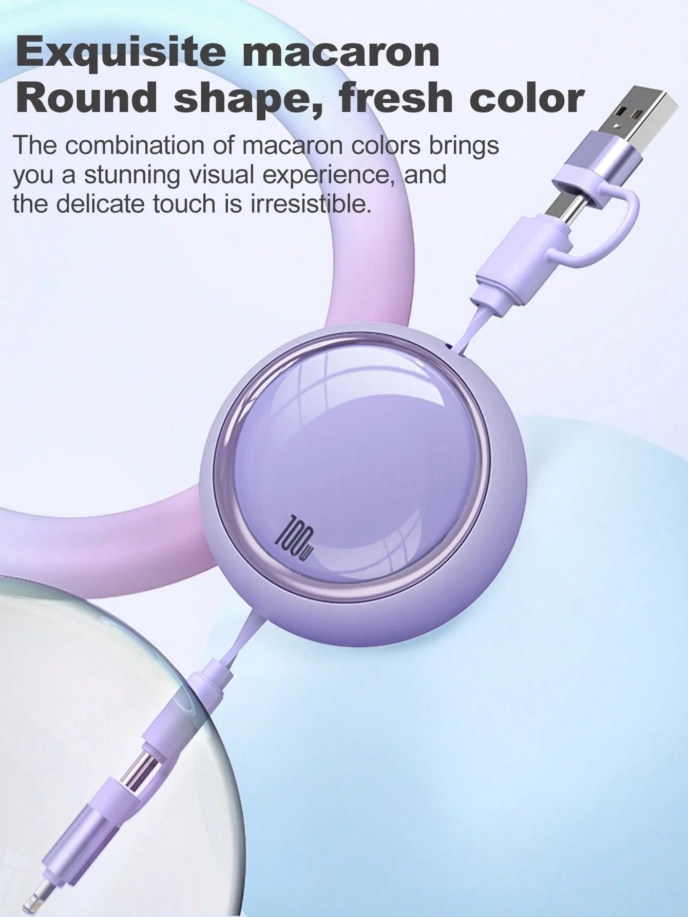 4-In-1 100W(MAX) Fast Charging Charger Cable & Retractable One Tow Three Cable, TPE Charging Data Line Compatible With Iphone16/15/14/13/12/11/ S24/S23/S22/S21/Vivo/OPPO Series, Compatible With Xiaomi