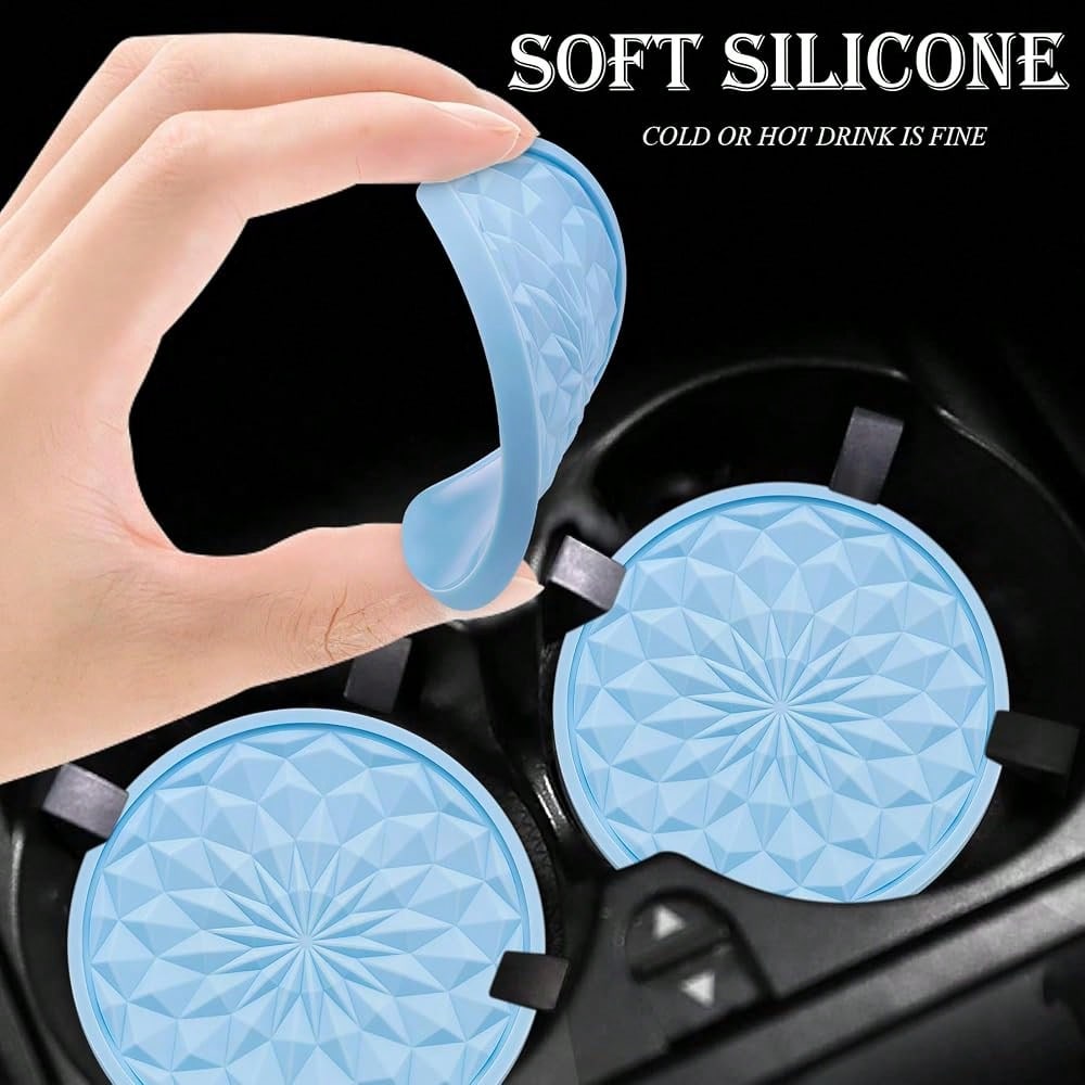 4 Pack Silicone Car Cup Holder Coaster – 2.75 Inch Non-Slip Drink Mat, Universal Fit For Most Vehicles – Cute & Functional Auto Accesso