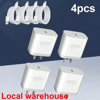 4 Packs USB-C Wall Charger & 4ft Lightning Cable Kit- I Phone Charger Set For I Phone 14/13/12 & IPad, With Local Warehouse High Output Power