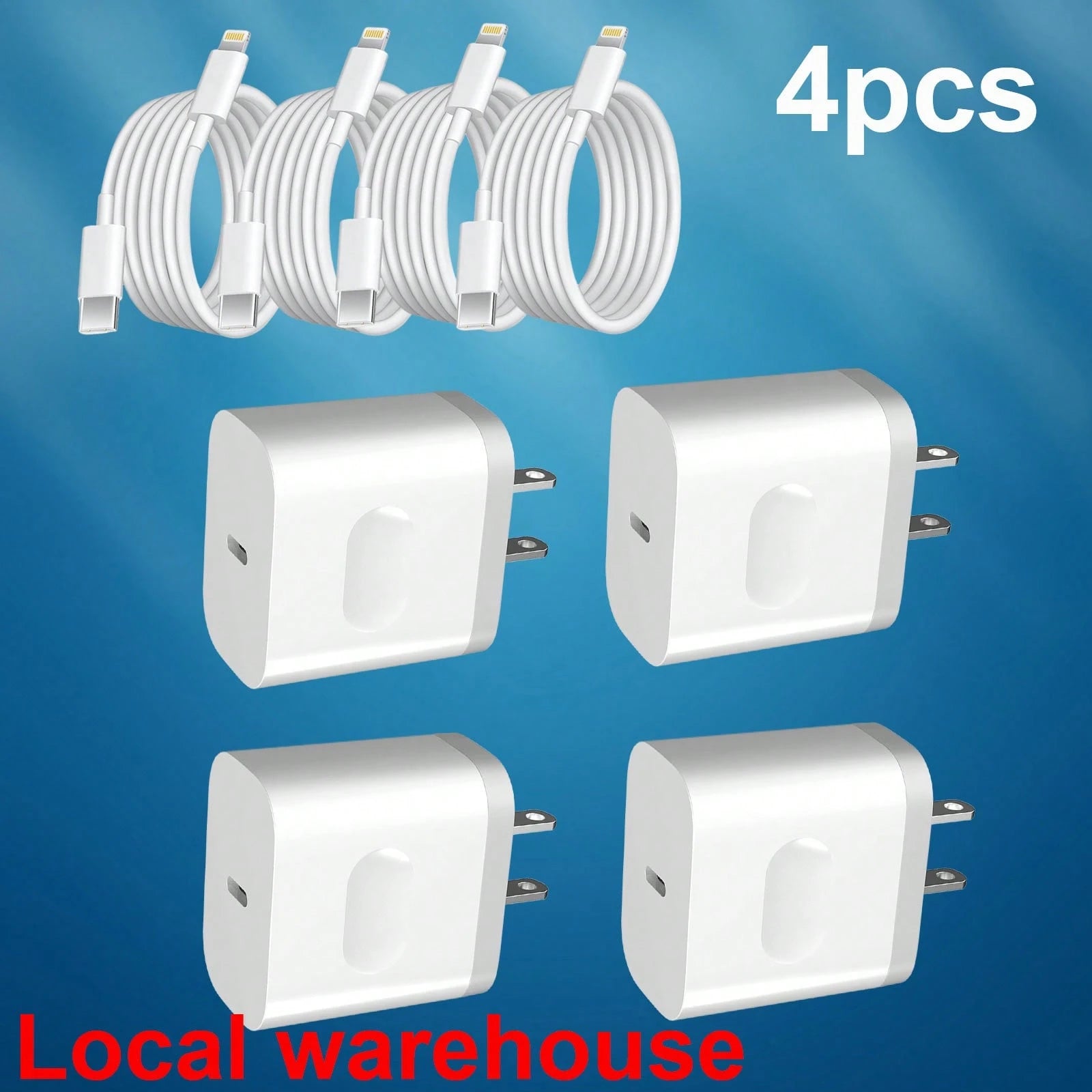 4 Packs USB-C Wall Charger & 4ft Lightning Cable Kit- I Phone Charger Set For I Phone 14/13/12 & IPad, With Local Warehouse High Output Power