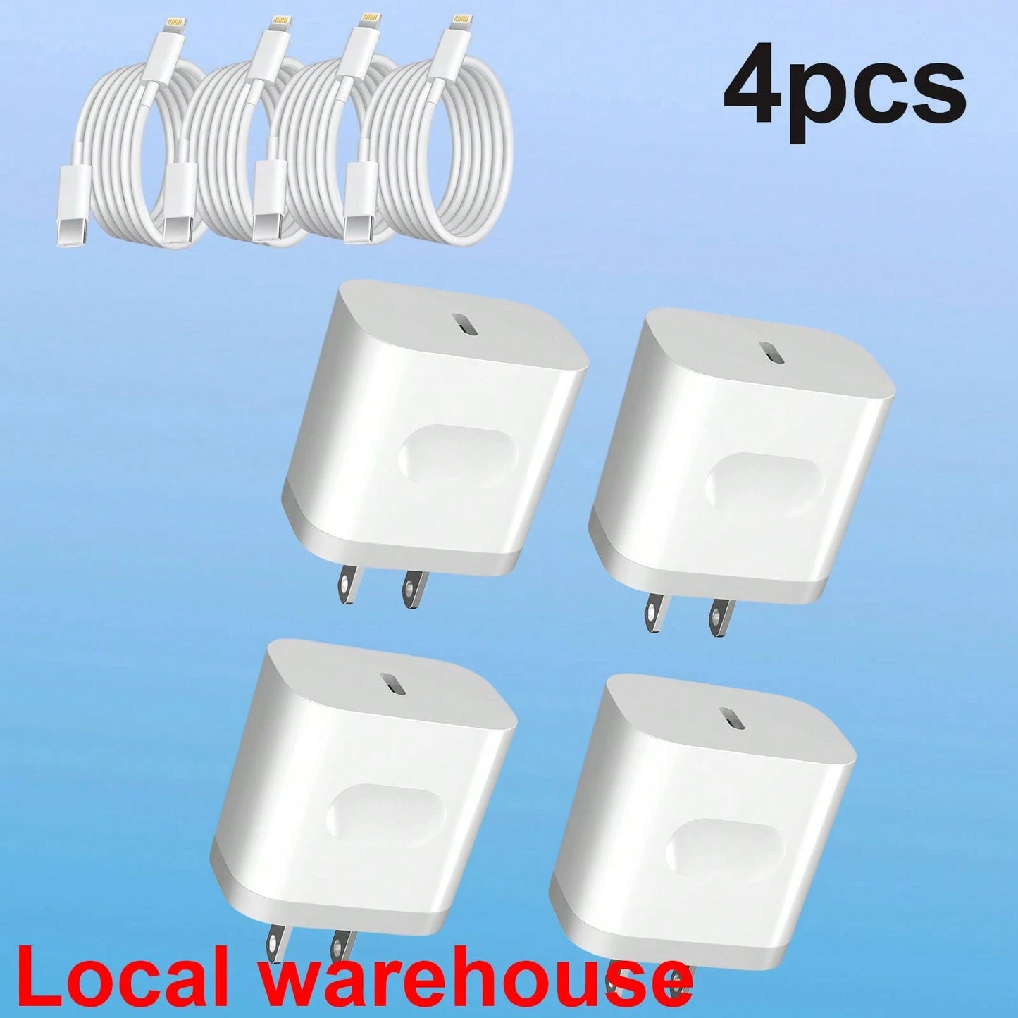 4 Packs USB-C Wall Charger & 4ft Lightning Cable Kit- I Phone Charger Set For I Phone 14/13/12 & IPad, With Local Warehouse High Output Power