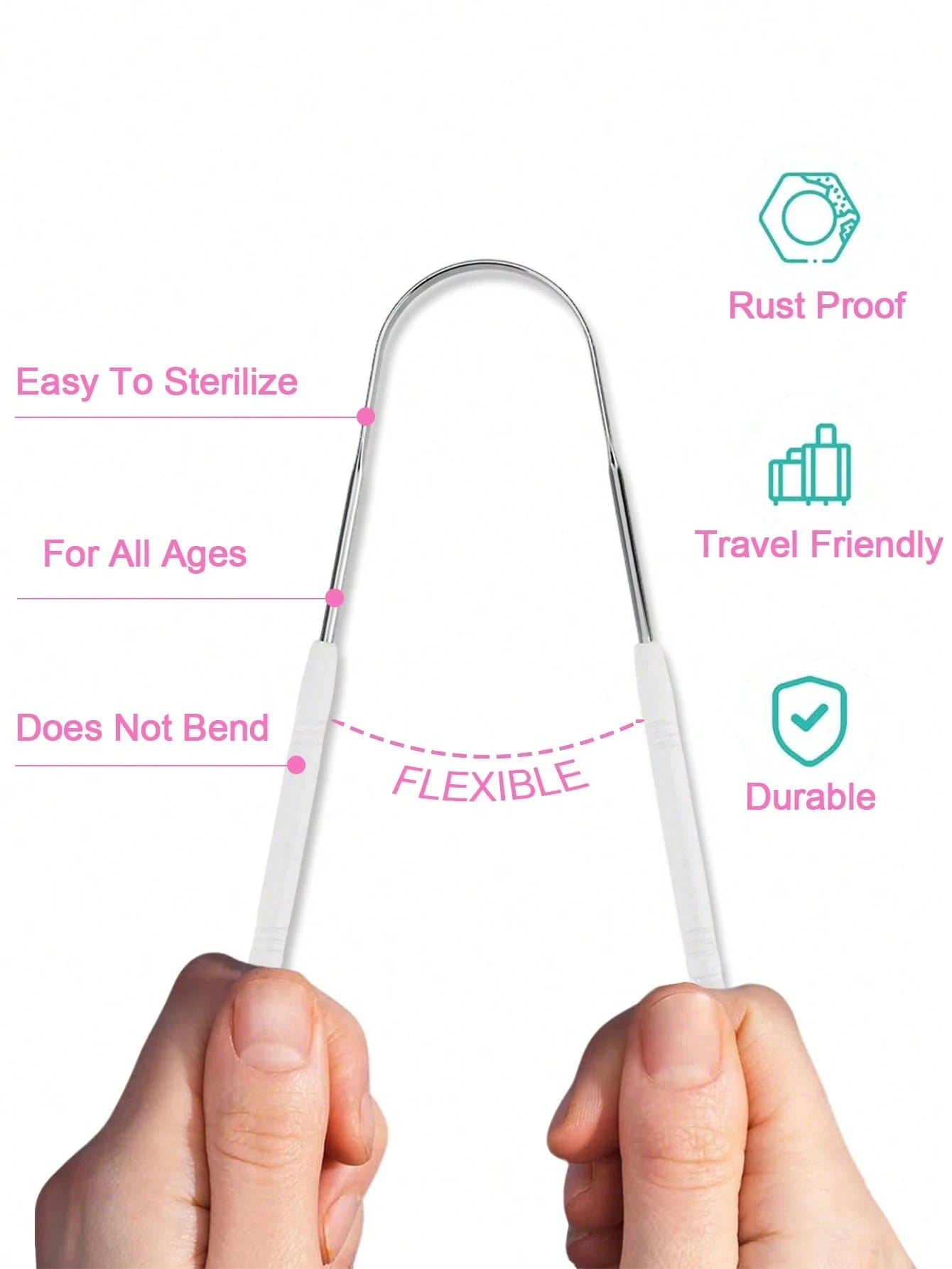 4-Piece Stainless Steel Tongue Scrapers, Rust-Resistant And Durable, Effectively Clean Tongue Coating And Remove Bad Breath, Metal Tongue Cleaner Portable, Suitable For Adult And Children Daily Home O