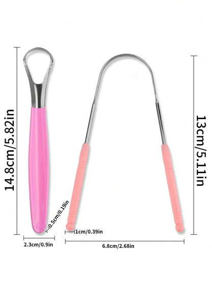 4-Piece Stainless Steel Tongue Scrapers, Rust-Resistant And Durable, Effectively Clean Tongue Coating And Remove Bad Breath, Metal Tongue Cleaner Portable, Suitable For Adult And Children Daily Home O