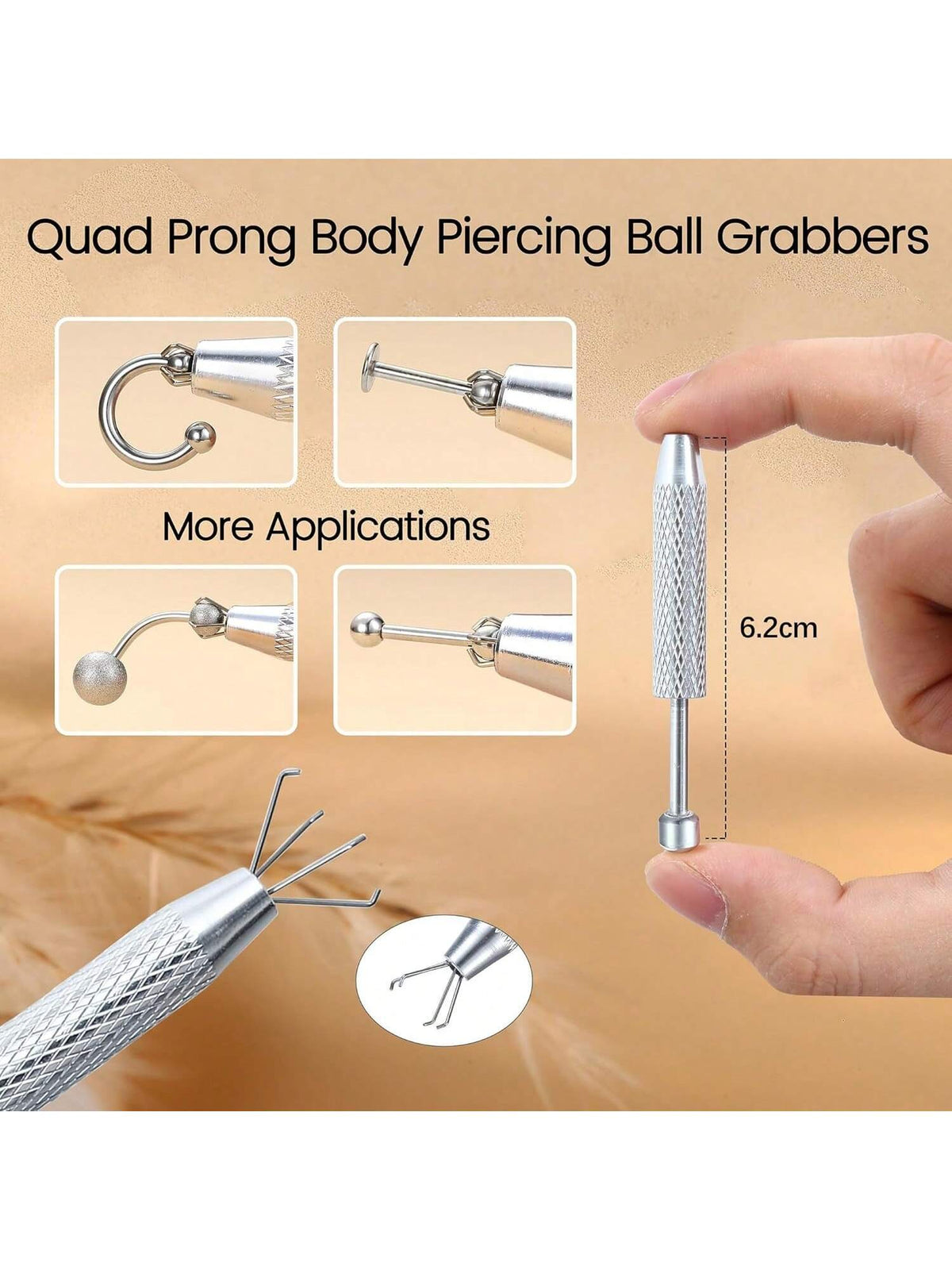 4-Prong Stainless Steel Bead Picker Tweezers, Jewelry Pearl Picking Tool