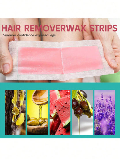 40-Piece Watermelon Pink Women's Wax Strips Set| 40 Wax Strips + 4 Soothing Oil Wipes| Bikini Line & Brazilian Waxing| Gentle Non-Irritating| For Lip, Underarm & Leg Hair Removal| Spring-Summer C