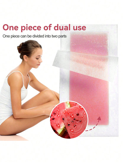 40-Piece Watermelon Pink Women's Wax Strips Set| 40 Wax Strips + 4 Soothing Oil Wipes| Bikini Line & Brazilian Waxing| Gentle Non-Irritating| For Lip, Underarm & Leg Hair Removal| Spring-Summer C