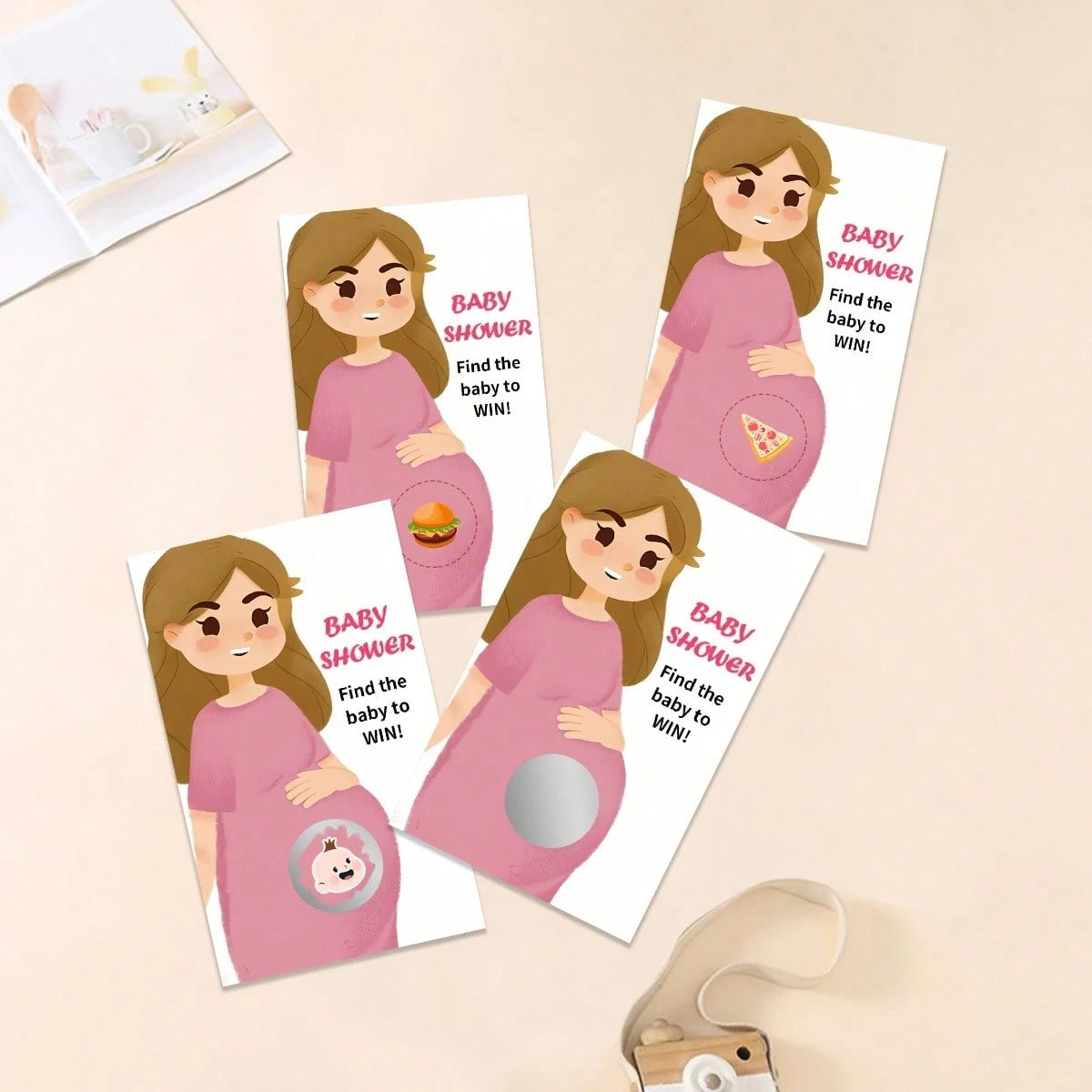 40pcs Cute Scratch Game Cards, Suitable For Baby Shower. Includes 5 Winning Designs And 35 Losing Designs, Perfect For Baby Shower, Gender Reveal Party, Mom Gathering, New Parents Party, Pregnancy Eve
