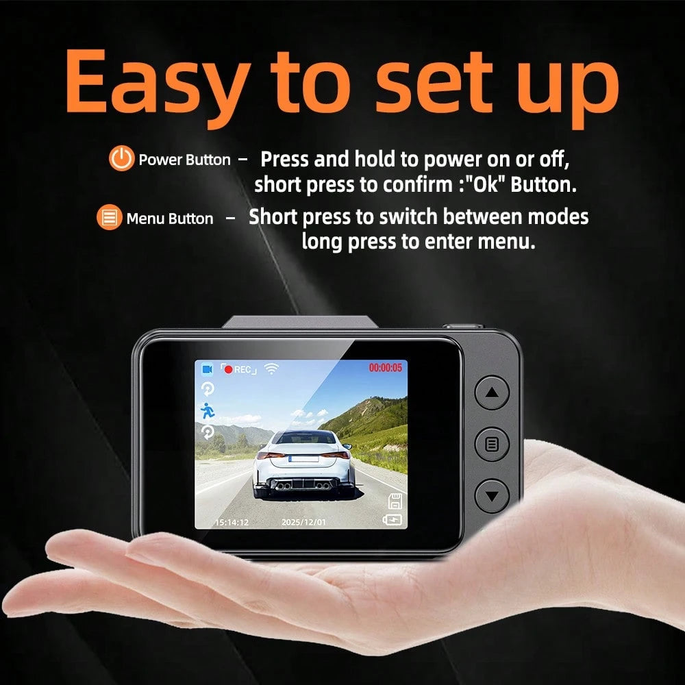 4K Dash Cam Front And Rear For Cars, 64GB Sd Card Included – WiFi, App Control, UHD 2160P, Built-In G-Sensor, Loop Recording, Night Vision, 170° Wide Angle, 24H Parking, WDR