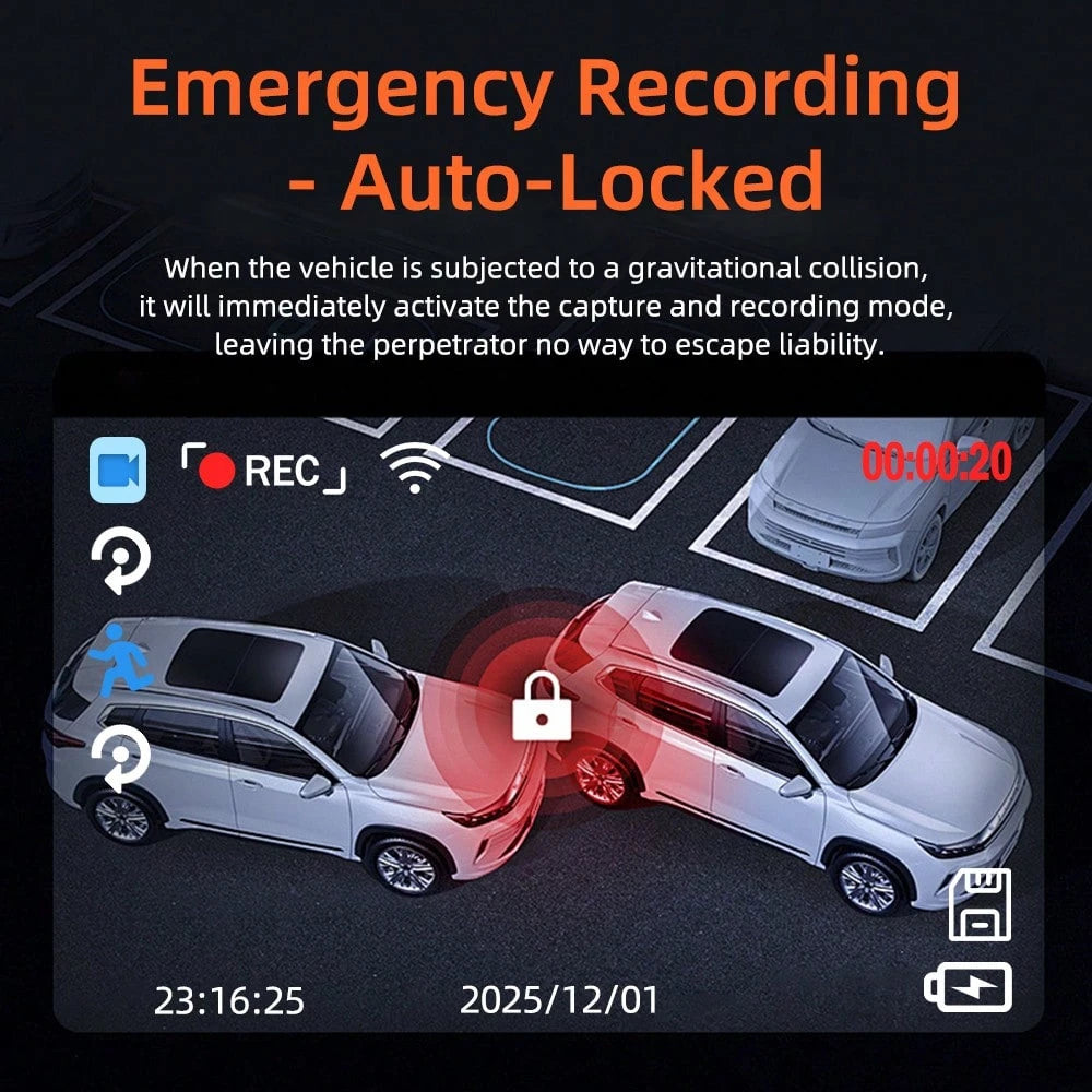 4K Dash Cam Front And Rear For Cars, 64GB Sd Card Included – WiFi, App Control, UHD 2160P, Built-In G-Sensor, Loop Recording, Night Vision, 170° Wide Angle, 24H Parking, WDR