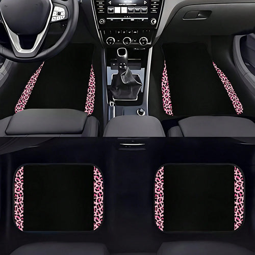 4pcs/2pcs Black Leopard Print Car Floor Mats, Made Of Anti-Slip Polyester Fiber, Suitable For Sedan, SUV, Truck And Other Vehicle Interiors, Auto Accessories