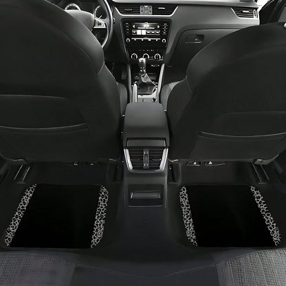 4pcs/2pcs Black Leopard Print Car Floor Mats, Made Of Anti-Slip Polyester Fiber, Suitable For Sedan, SUV, Truck And Other Vehicle Interiors, Auto Accessories