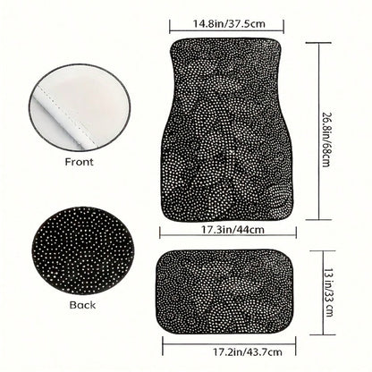 4pcs/2pcs Black Leopard Print Car Floor Mats, Made Of Anti-Slip Polyester Fiber, Suitable For Sedan, SUV, Truck And Other Vehicle Interiors, Auto Accessories